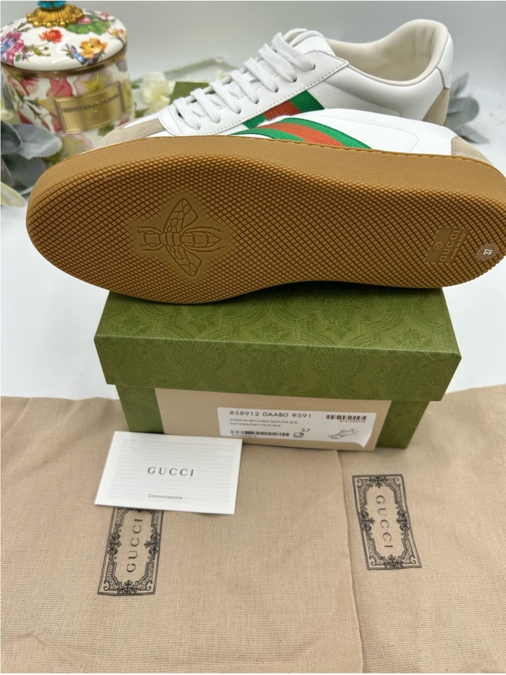 Women’s Gucci G 74 web striped suede/leather sneakers size 37 made in Italy - Picture 4 of 10
